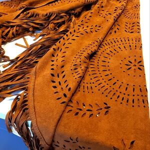 FAUX SUEDE LASER CUT SCARF